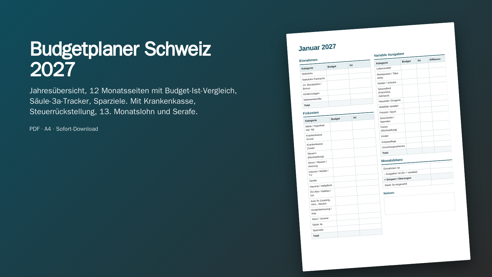 Budgetplaner Schweiz 2027 (PDF)