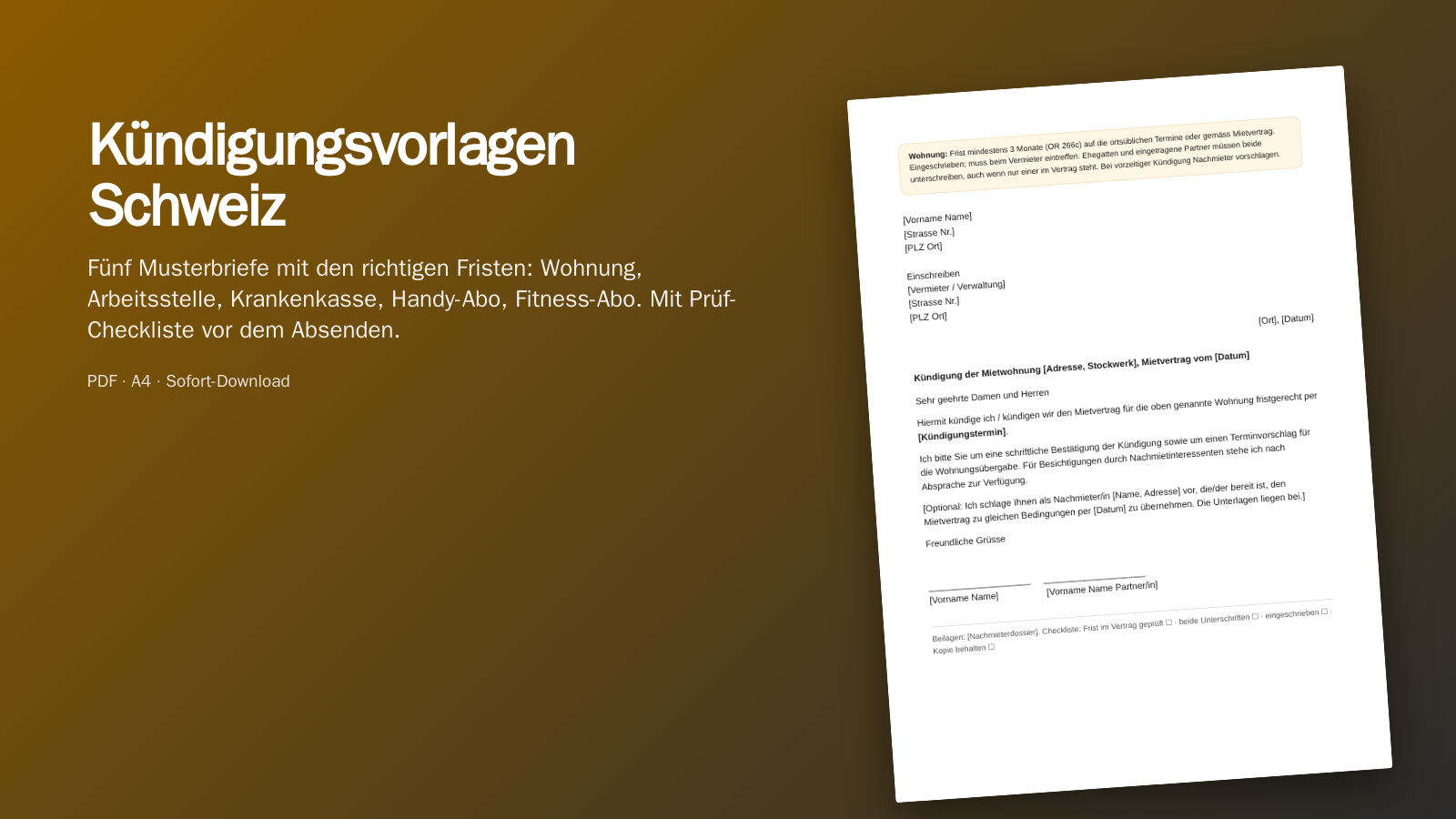 Kündigungsvorlagen Schweiz Vorschau