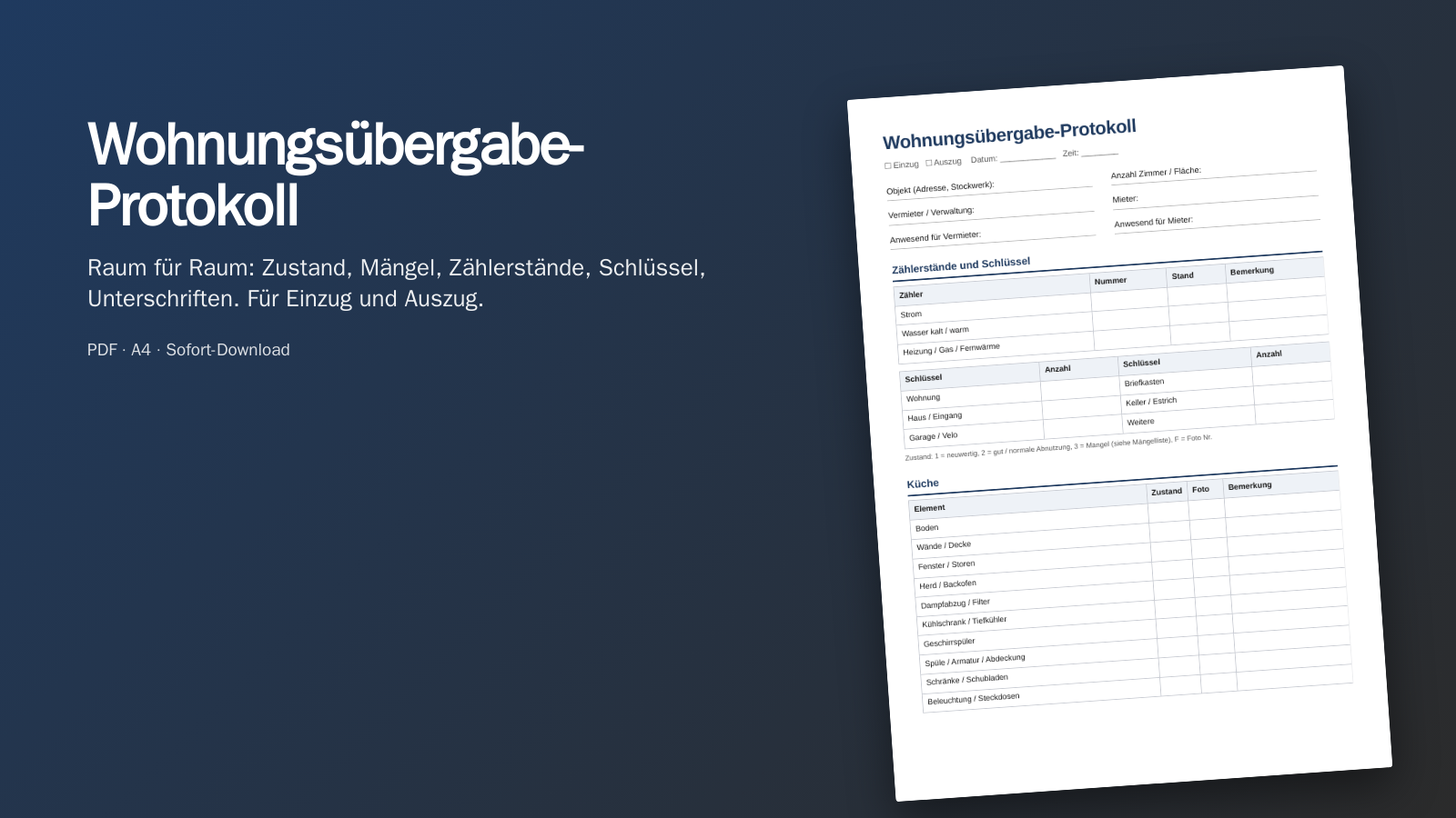 Wohnungsübergabe-Protokoll Schweiz (PDF)